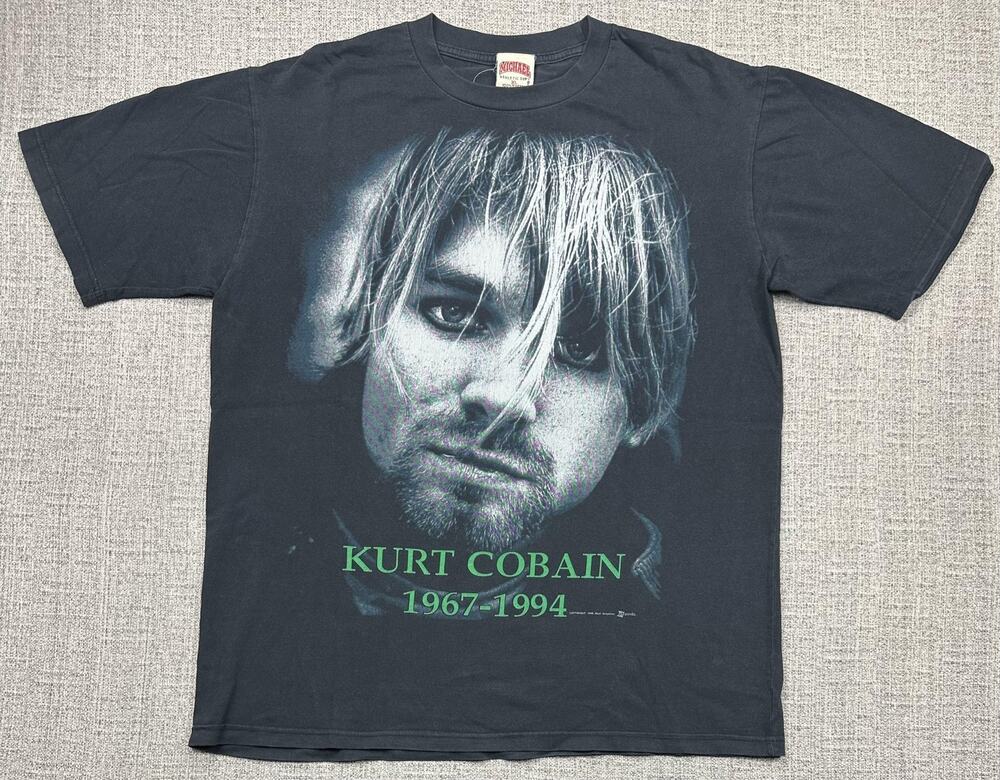Vintage Kurt Cobain Shirt Mens XL Black Memorial 1998 Double Sided Big Face